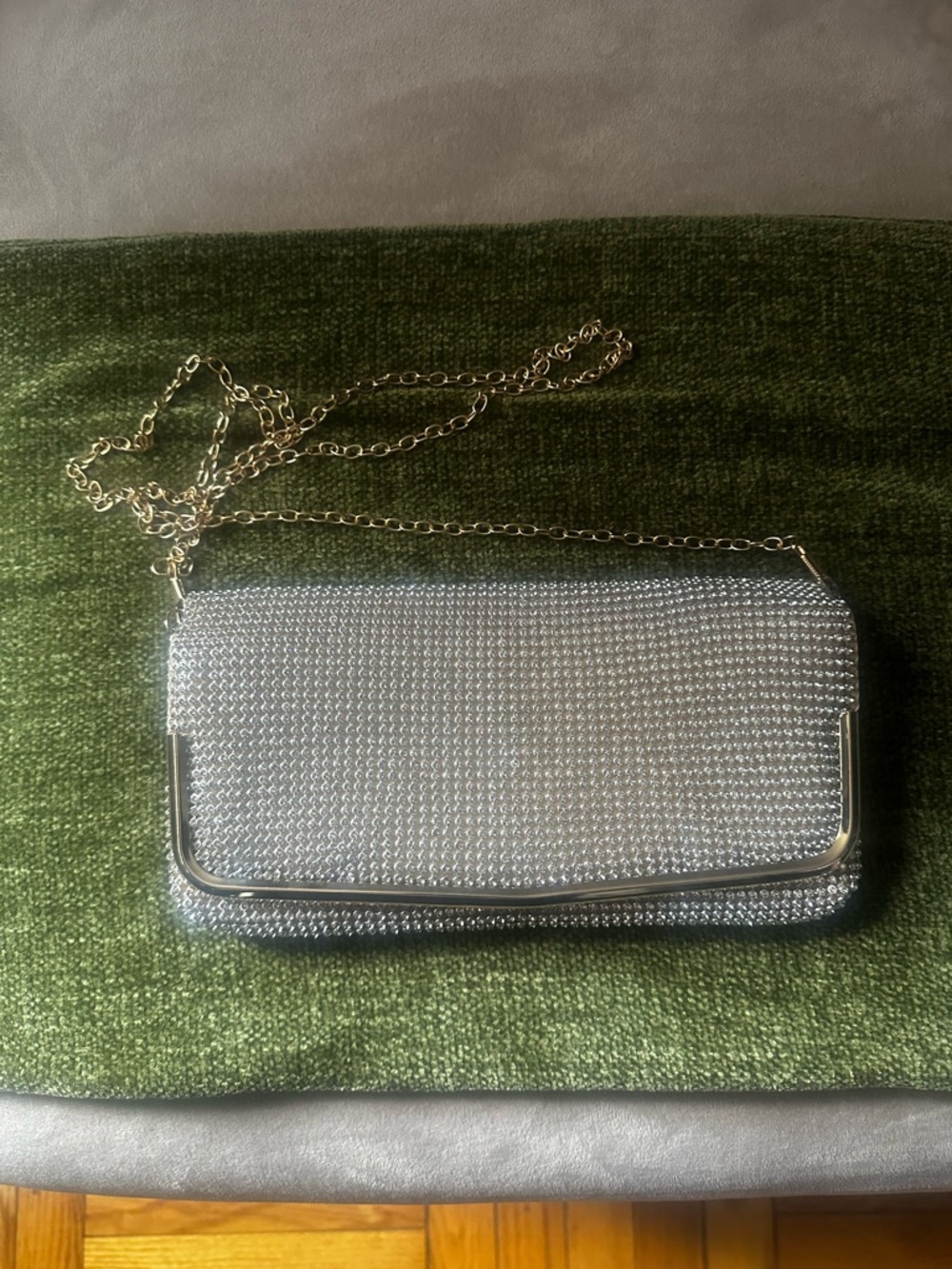 Gold Rhinestone Chain-Clutch Evening Bag